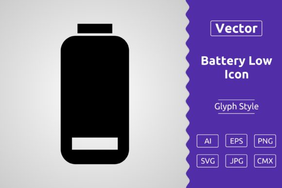 Vector Battery Low Glyph Icon: A Versatile Tool for Designers