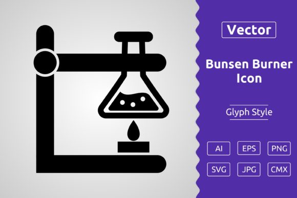 Vector Bunsen Burner Glyph Icon: A Versatile Tool for Design and Workflow