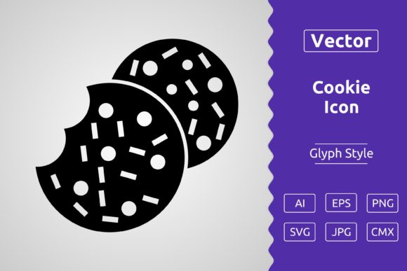 Vector Cookie Glyph Icon – A Versatile Design Asset for Creative Projects