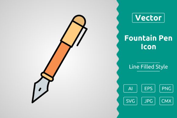 Vector Fountain Pen Filled Outline Icon