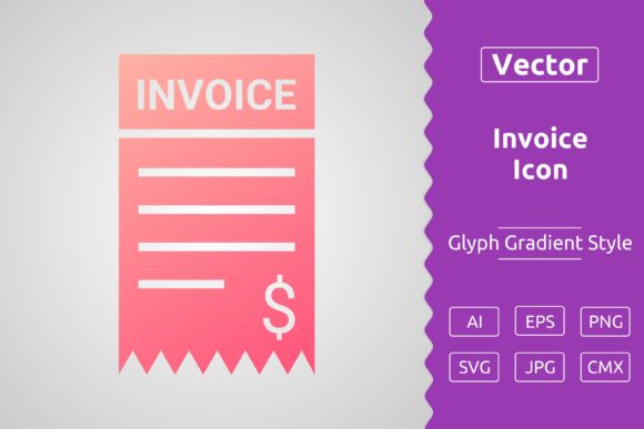 Vector Invoice Gradient Icon – Download File Detail Zip Included