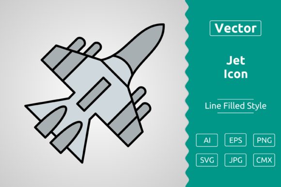 Vector Jet Filled Outline Icon: A Versatile Resource for Designers
