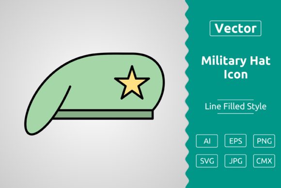 Vector Military Hat Filled Outline Icon: A Versatile Asset for Designers and Creators