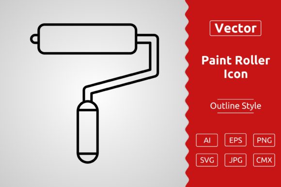 Vector Paint Roller Outline Icon