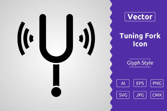 Vector Tuning Fork Glyph Icon