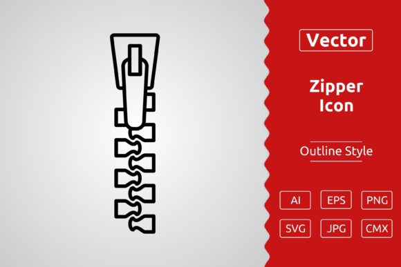 Vector Zipper Outline Icon